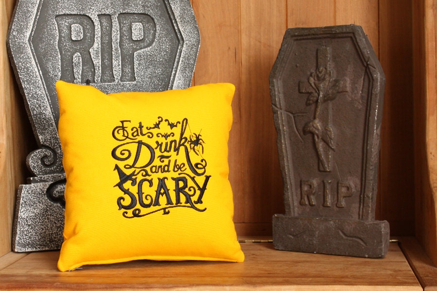 Eat Drink and Be Scary Pillow | Eclectic Halloween Decor | Spider Web Pillow | 12 x 12 inch | Insert Included | Belinda Lee Designs Eat Drink and Be Scary Pillow | Eclectic Halloween Decor | Spider Web Pillow | 12 x 12 inch | Insert Included | Belinda Lee Designs