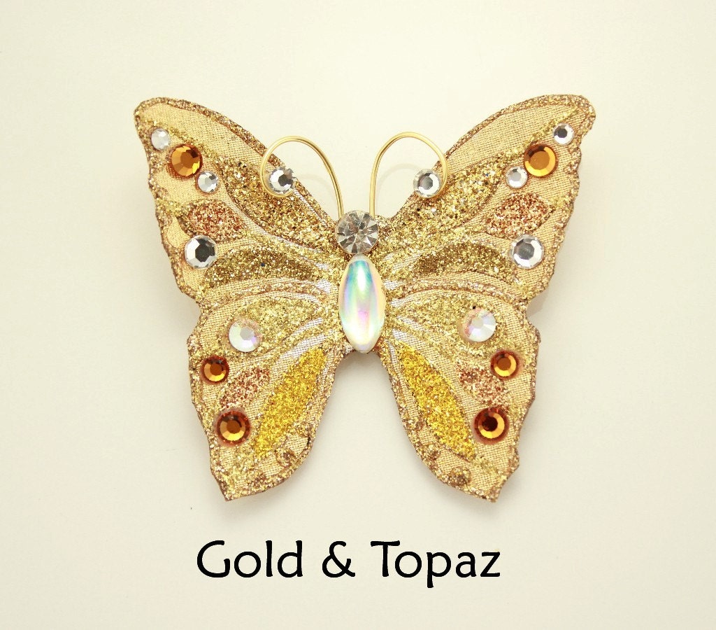 Handmade and Hand Painted Fabric Butterfly Brooch