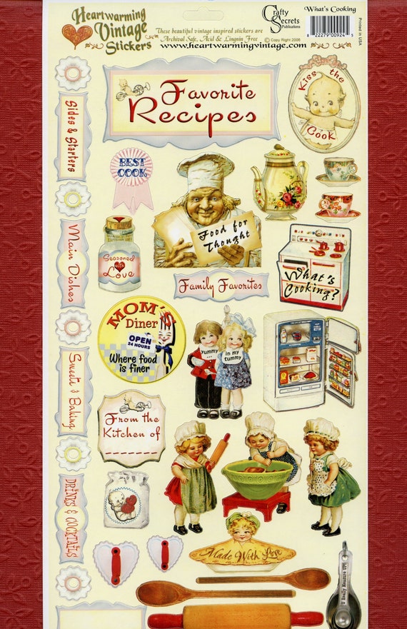 What's Cooking STICKERS Cooks Stickers Kitchen Stickers Retro