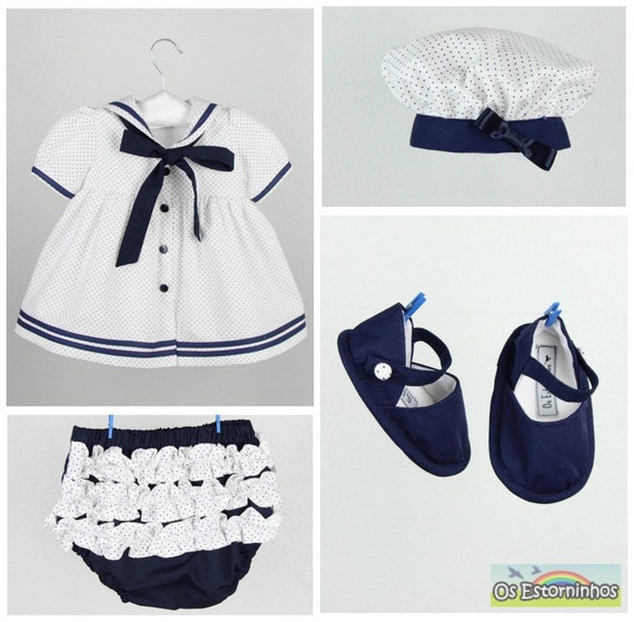 Baby Girl Outfit Baby Girl Sailor dress with by OsEstorninhos