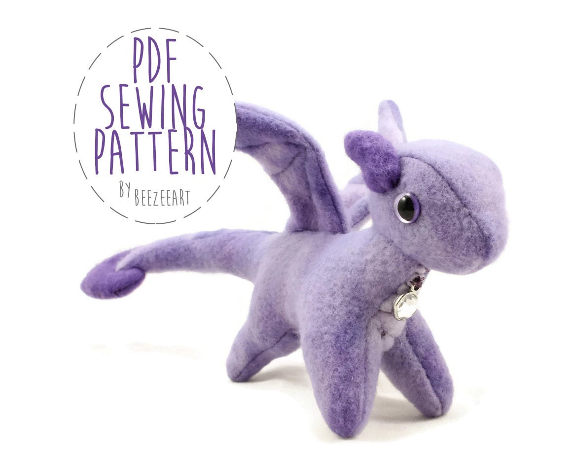 Tiny Dragon Stuffed Animal Sewing Pattern Small Dragon Plush