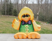 Adorable yellow spring chick hand painted wood craft