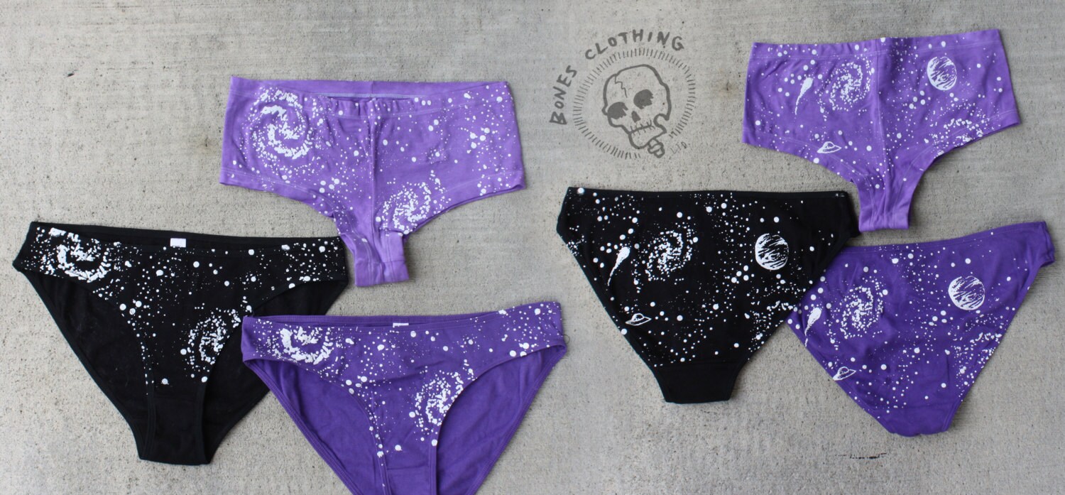 Glowinthedark cheeky SPACE panties by BONESclothes on Etsy