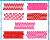 CIJ SALE - Valentine Washi Tape Clip Art - Valentine Clipart - Washi Tape Clipart - Red, Pink, Pattern Washi Tape Il_170x135