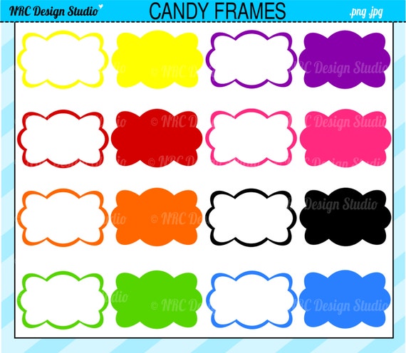 Candyland Labels Clip Art - Candy Wrapper Frames Clip Art - Digital Frames Clipart Il_570xn