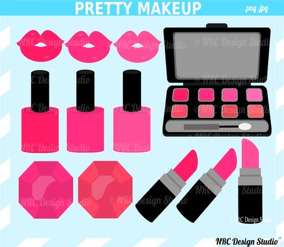Girl Slumber Party Clip Art - Pretty Makeup Clip Art - Digital Makeup Clipart - Girl Slumber Party Clipart Il_570xn