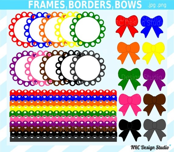 Scallops Clip Art - Lace Scallop Frames and Borders Clipart - Circles, Bows, Design Elements Il_570xn