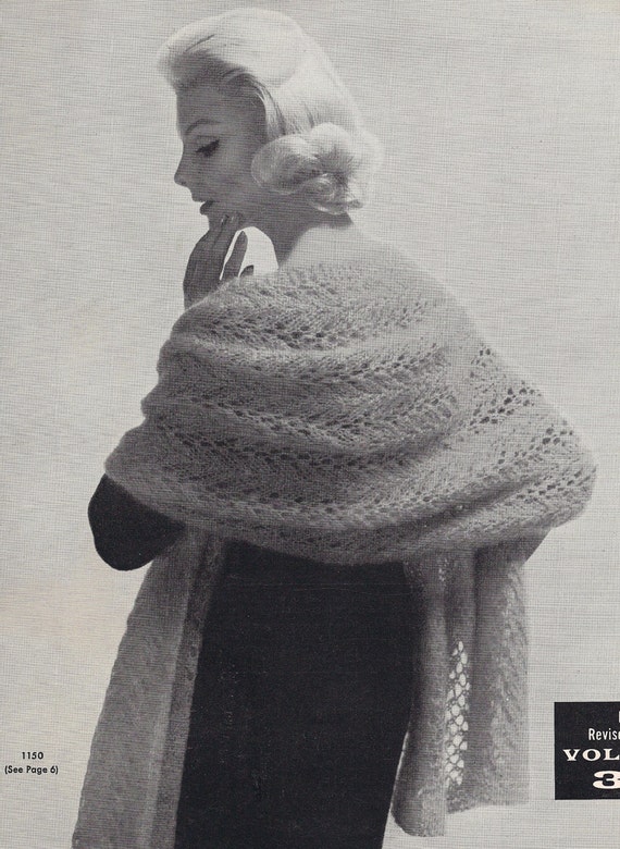 Winter Warmth Shawl 1950s Knit Wrap Pattern by TheStarShop