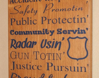 Police Officer Gift, Police Decor, Distressed Wall Decor, Custom Wood Sign, Thin Blue Line - Proud To Be A Police Officer