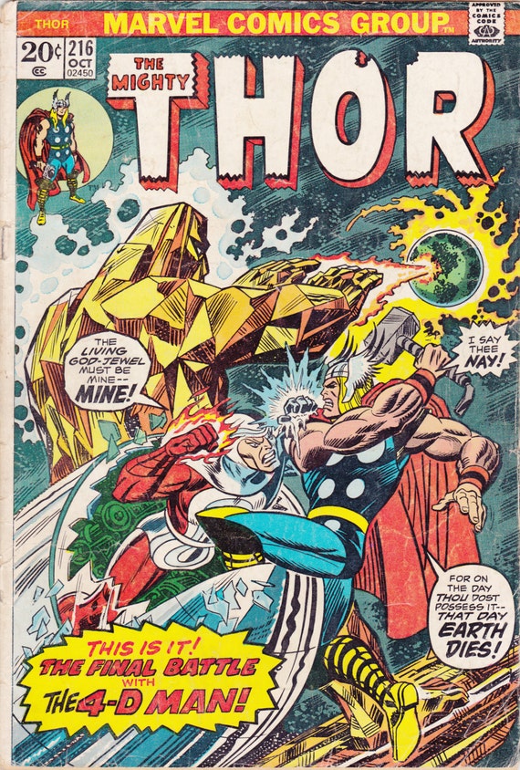 Items similar to Comic - Thor 216 - Marvel Comics - Vintage Bronze Age