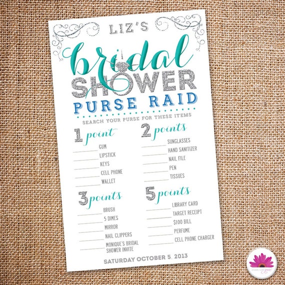 Bling Bridal Shower Purse Raid Game Digital File