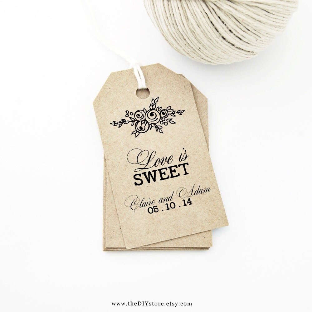 Favor Tags With Roses MEDIUM Wedding Tag Gift Tag Wedding