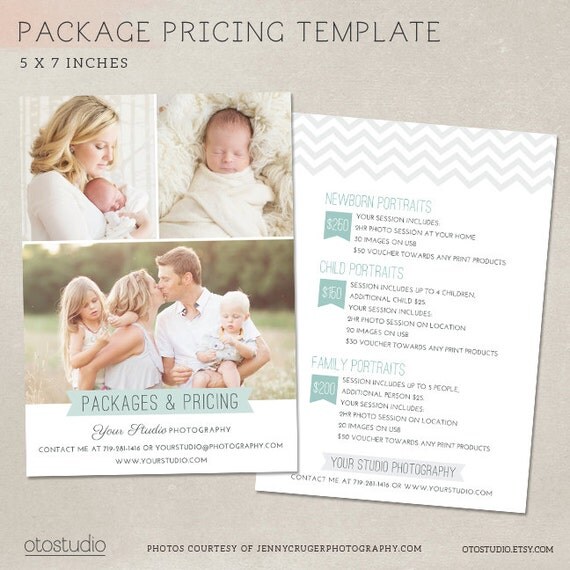 Photography Pricing Guide Package List Marketing by OtoStudio