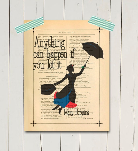 Mary poppins art print Inspirational poster print by eebookprints