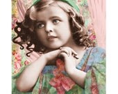Vintage angel goddess hand painted photomontage digital art print pastel pink blue aqua childrens wall art Vintage angel goddess hand painted photomontage digital art print pastel pink blue aqua childrens wall art