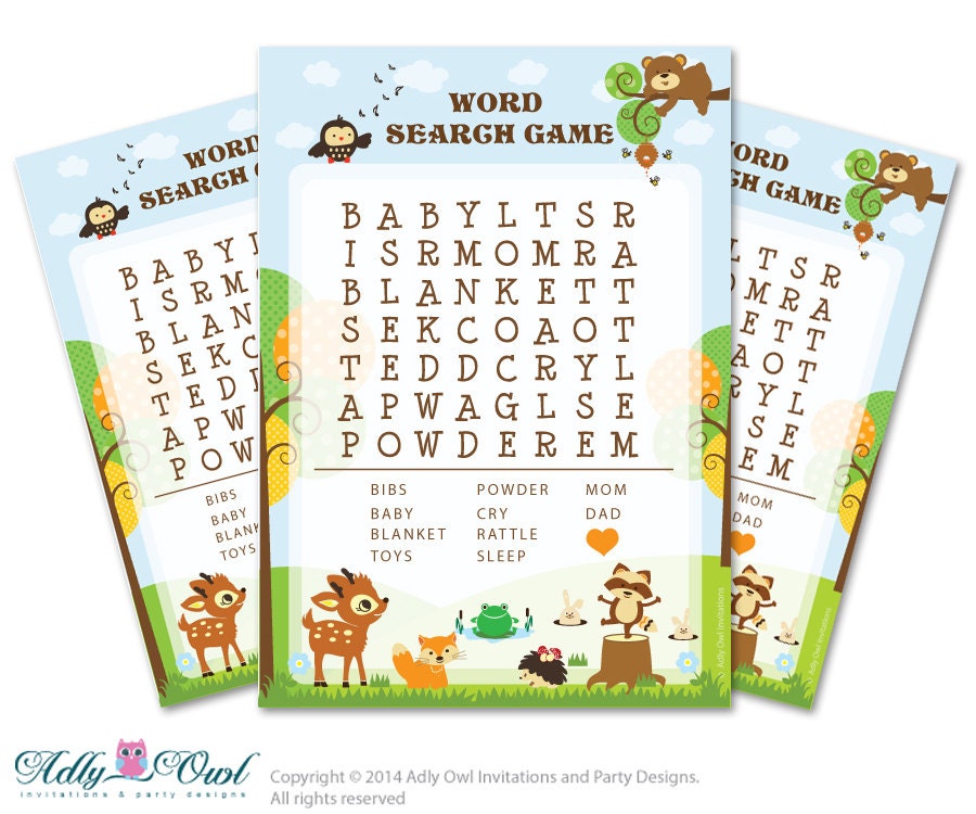 Forest Animals Word Search Game Word Search Game Printable