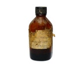 Vintage Poison Bottle, Brown Glass Bottle, Old Label Brockway Apothecary Veterinary Poison