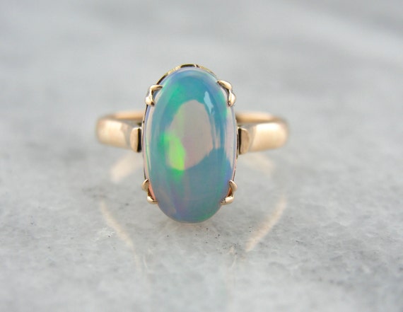 Rose Gold Victorian Ladies Ring with Fine Ethiopian Opal