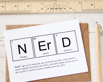 FUNNY NERD ELEMENTS Card. Periodic Table Birthday Graduation Passed Exams Back to School Greeting Breaking Bad Science Chemistry Elements Uk
