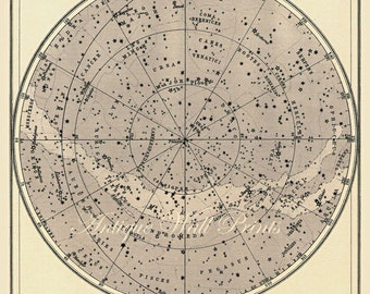 Pastel Natural beige Northern Star Map - Art Print