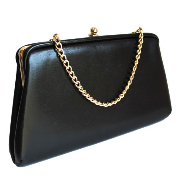 Vintage Black Vinyl Purse or Clutch