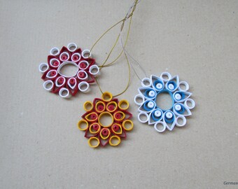Quilling Christmas Ornament, Quilled Snowflake Set, Snowflake Ornament, Christmas Decoration, X-mas Hanging, Home Decor Set, Christmas gift