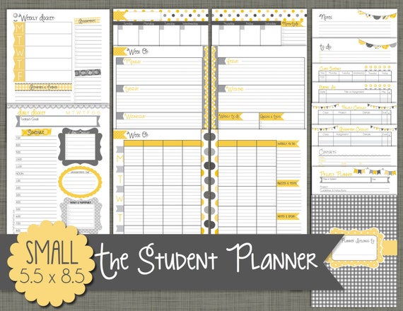 student planner printable set sized small 55 x