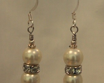 Faux Pearl with Crystal Spacer Earrings