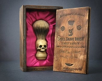 Skull Shaving brush - Hand made finest badger Shave Brush with elegant box
