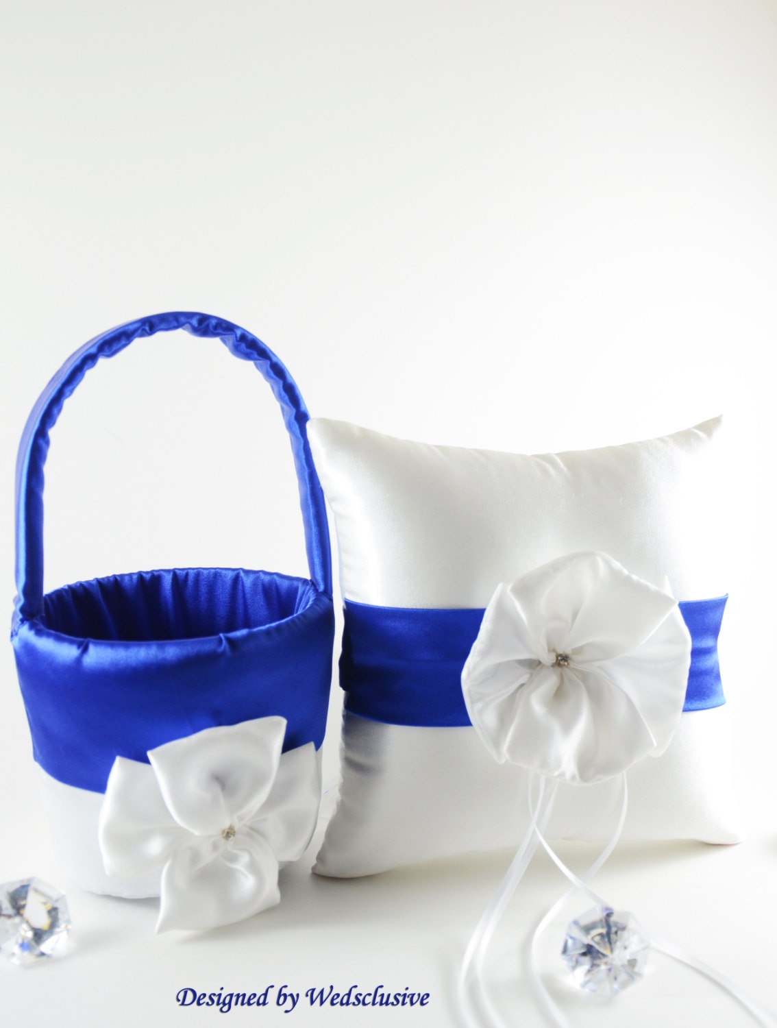 Royal Blue flower girl basket and ring bearer by Wedsclusive