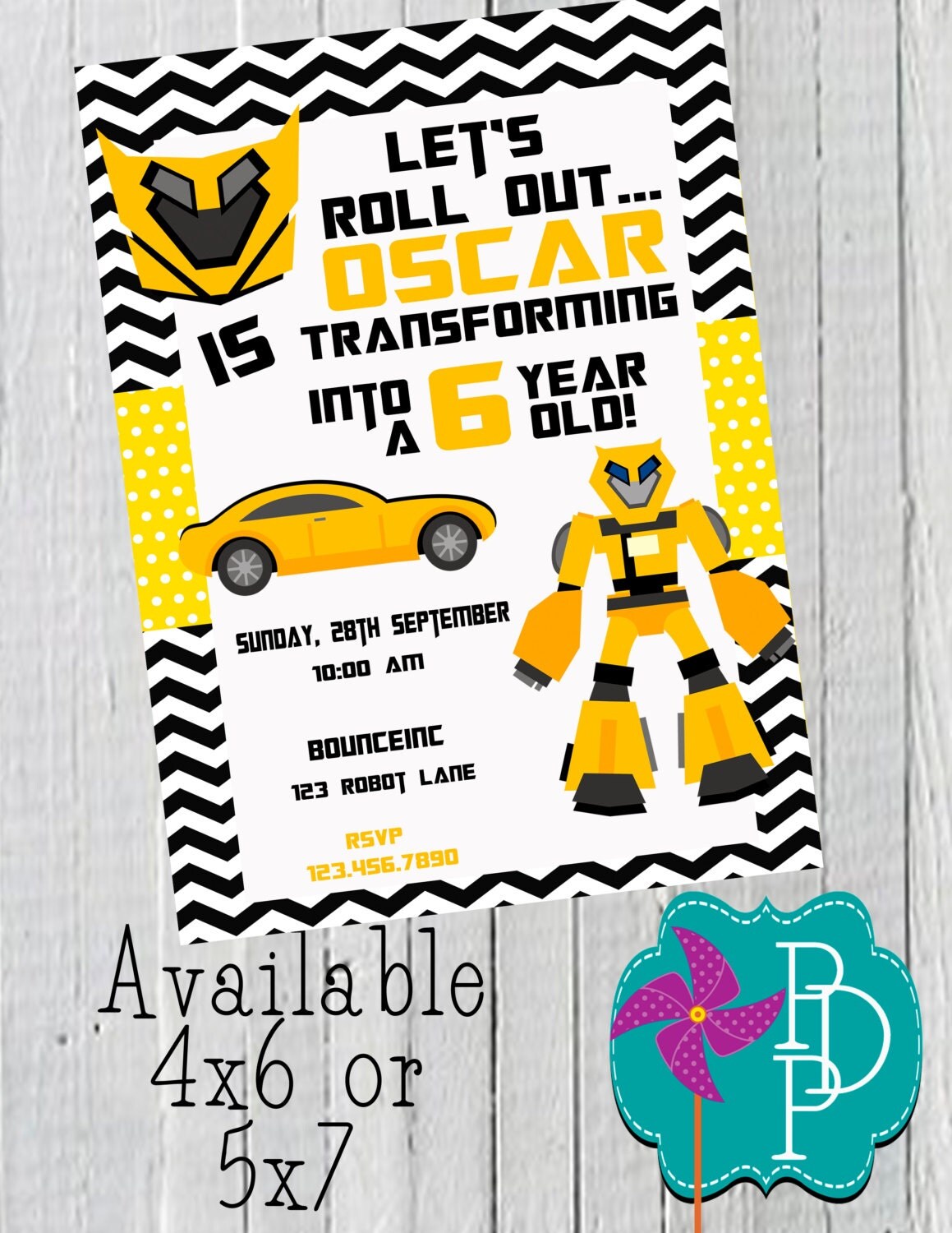 Transforming Birthday Invitation Printable 4x6 or 5x7