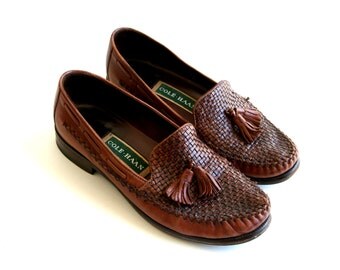 Vintage Cole Haan Brown Woven Leather Huarache Loafer Slip On Flats ...