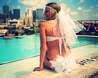 Bachelorette Party Set: Boho Headband and Bachelorette Veil and Booty Veil Set