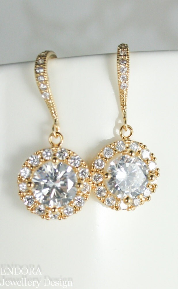 Bridal earringsyellow gold earringsRose gold drop