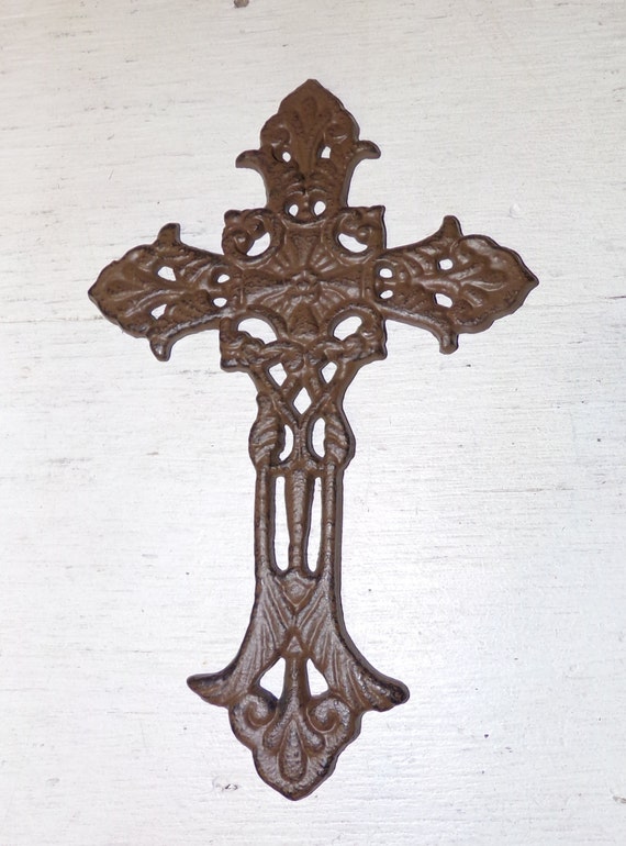 Metal Cast Iron Cross Crucifix Wall Hanging Accent Ornament