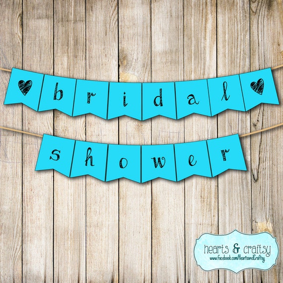Tiffany Blue Bridal Shower Banner - Print Your Own - INSTANT DOWNLOAD Il_570xn