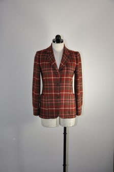 70s tartan tweed blazer / vintage 1970s burgundy plaid wool jacket ...
