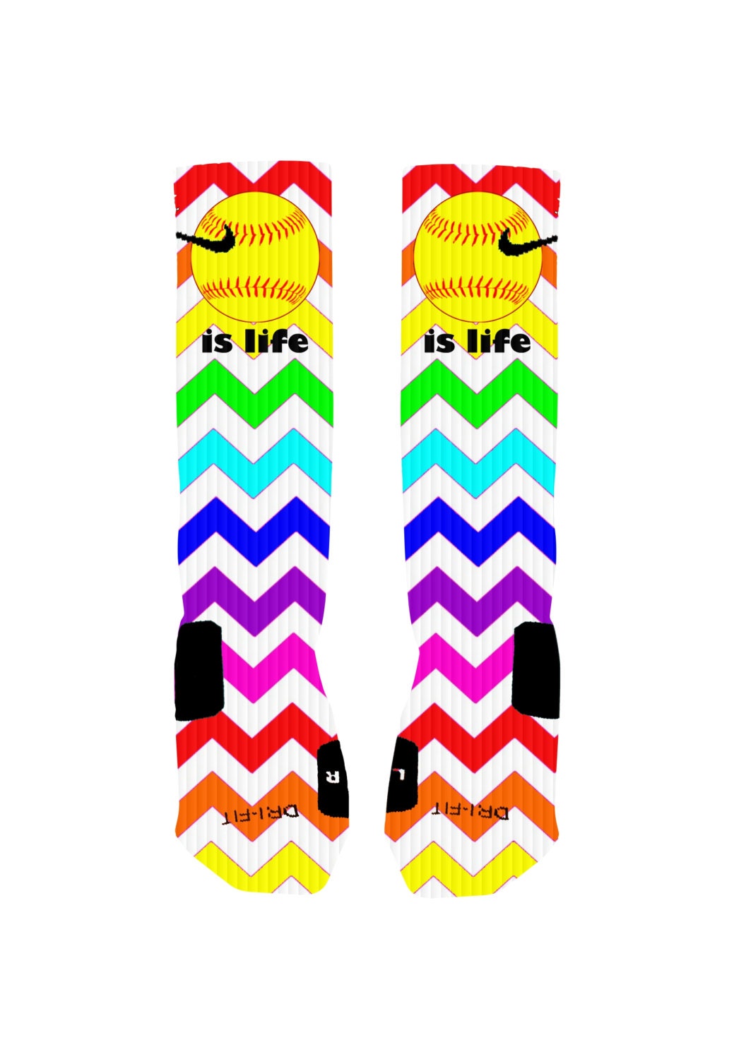 Custom Softball Socks Rainbow Chevron Stripe Custom Nike Elite