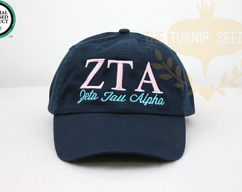 Zeta Tau Alpha Sorority Baseball Cap - Custom Color Hat and Embroidery.