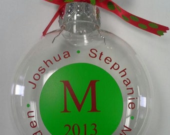 Monogrammed Glass Ornament filled with pearls by CraftyMomDecor