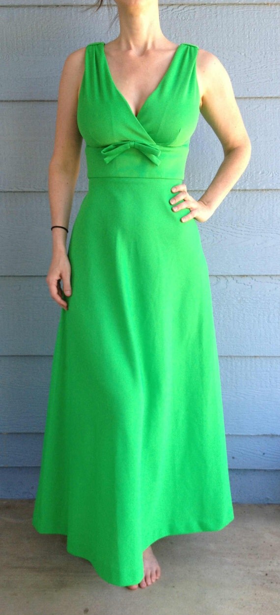 Gorgeous Lime Green Maxi Dress // Butte Knit // Vintage 60s