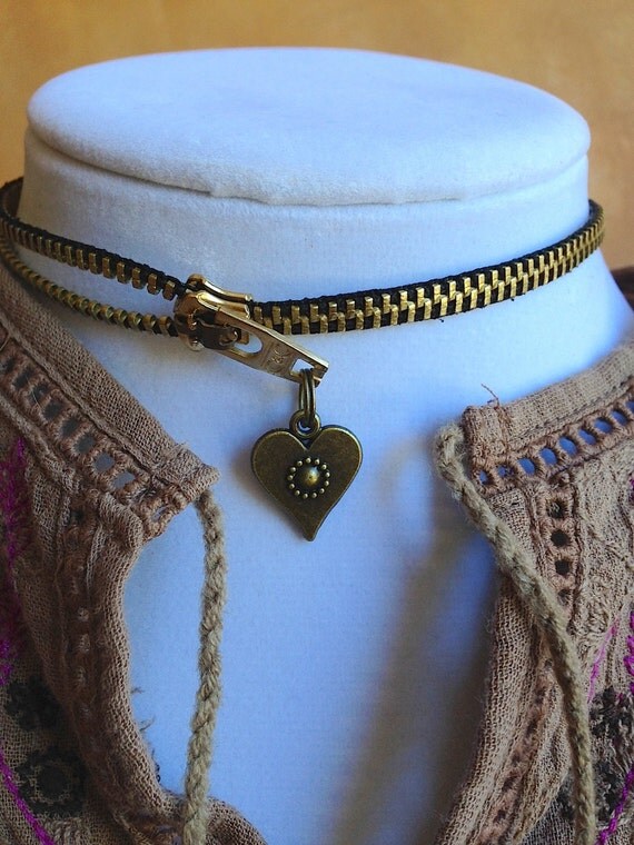 16 Zipper Choker. This Zipper Choker is Brass by StodsOwnHands