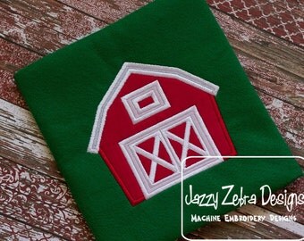 Barn Applique embroidery Design - barn Appliqué Design - farm Applique Design