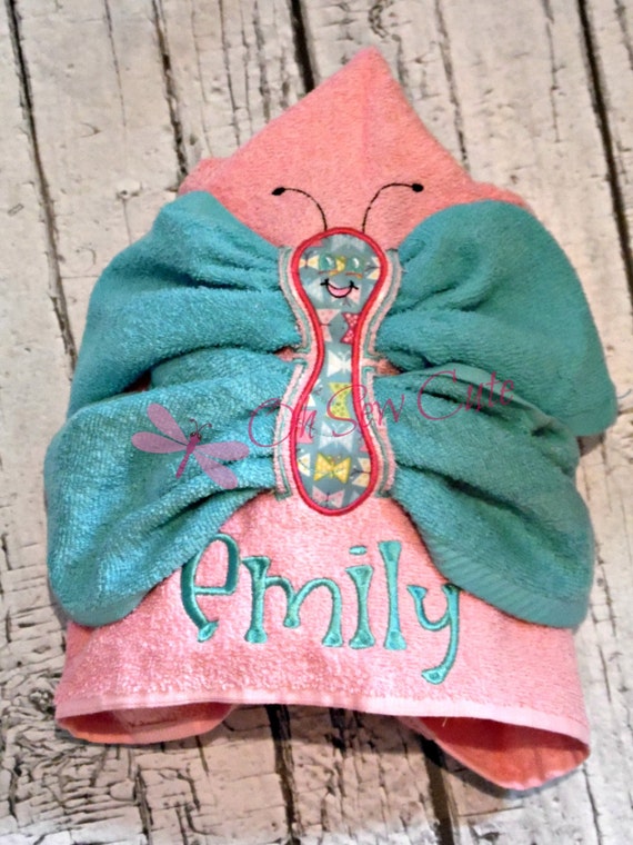 Butterfly Personalized Hooded Towel. Monogrammed by ItsOhSewCute