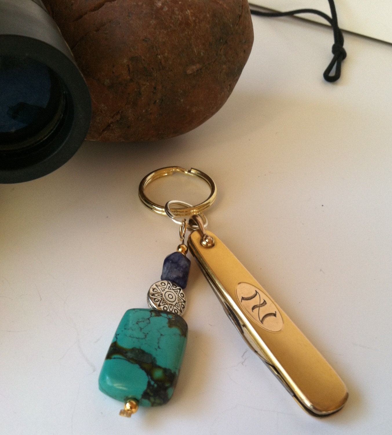 Mens Keychain w/ vintage 14k Gold fill by StefaniFixCollection