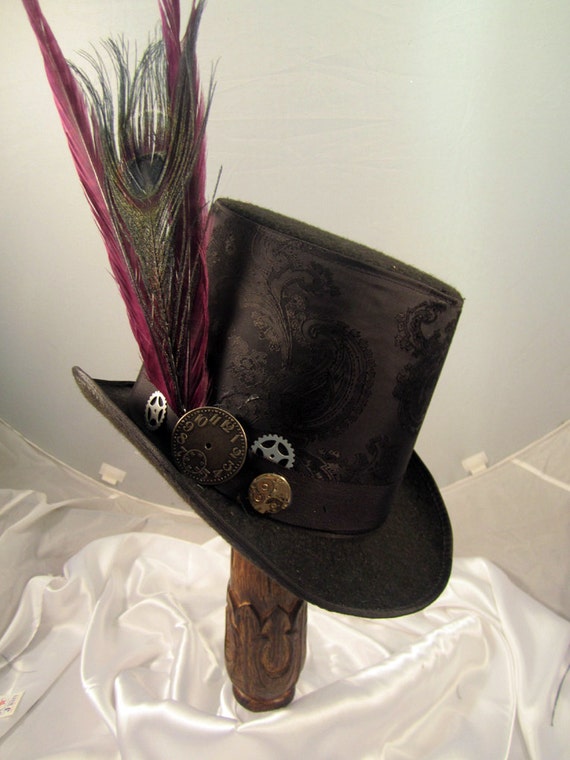 Items similar to STEAMPUNK HAT - Men's Black Topper with Clock Parts ...