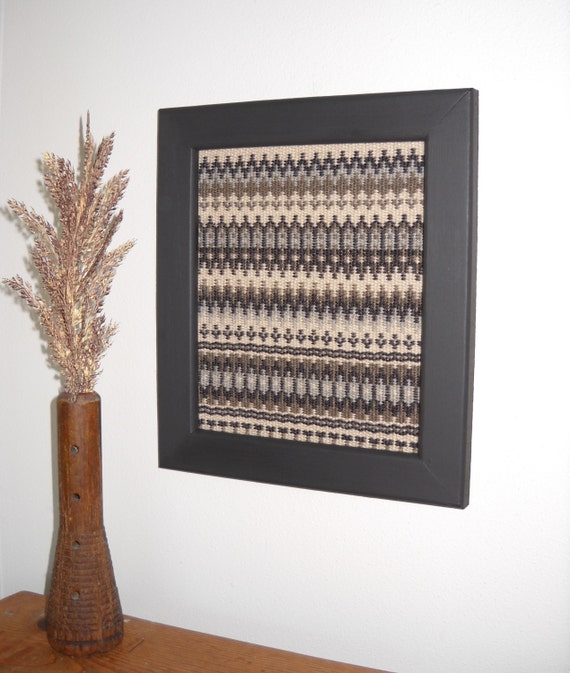 Woven Wall Art Norwegian Krokbragd Weaving in Frame Framed