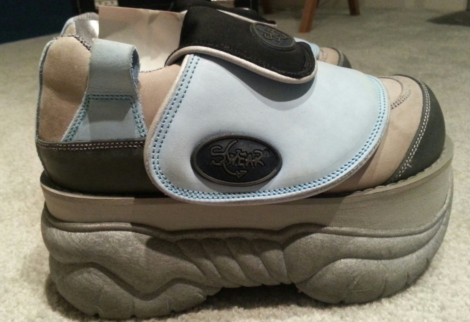 UNWORN SWEAR Alt. Grey Blue Silver Platform Shoes by AquaDystopia