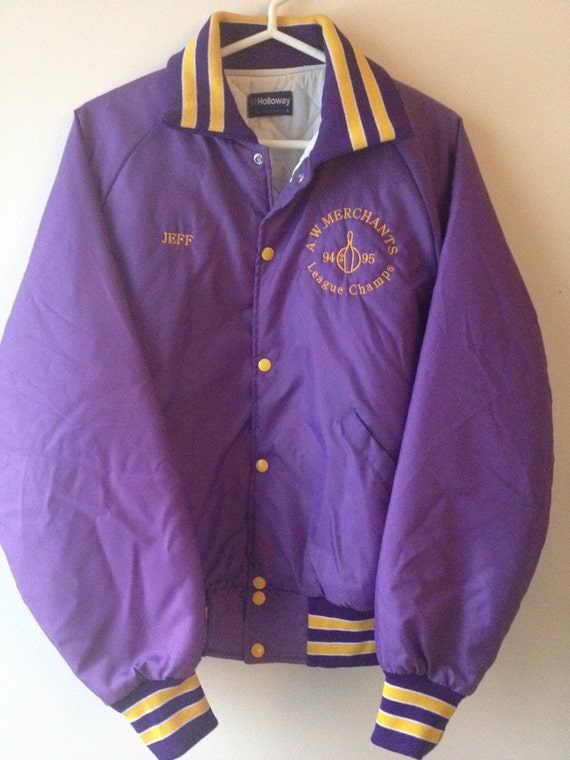 Vintage 1990's Purple & Yellow Monogrammed Varsity Jacket