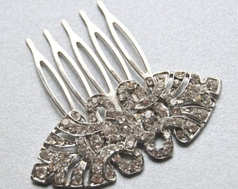 Silver Crystal Bridal Art Deco Hair Comb, Bridal wedding Hairpiece, Bridal Hair Accessory, Crystal Headpiece